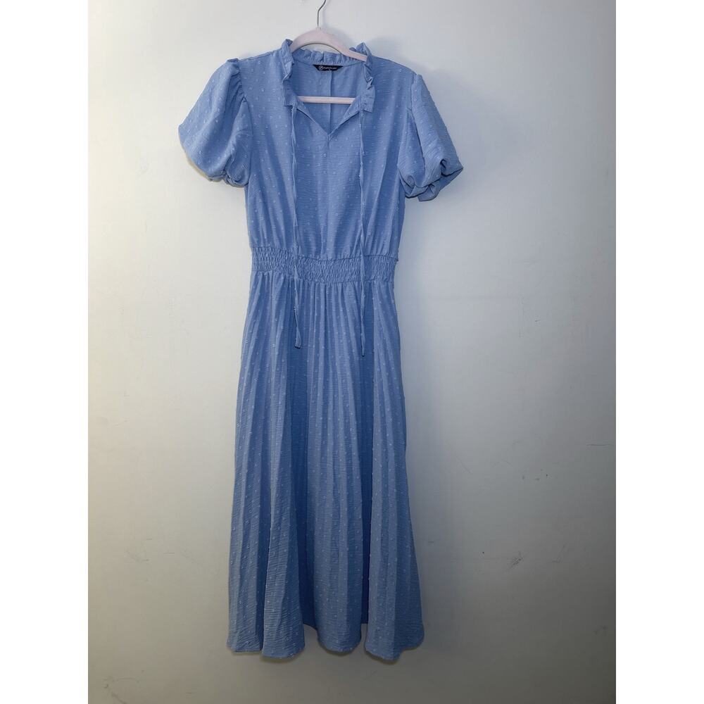 PRETTYGARDEN Blue Short Sleeve Maxi Dress Casual Flowy Dress